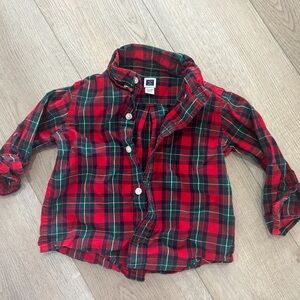 Janie and Jack Red and Green Plaid Button Down Shirt